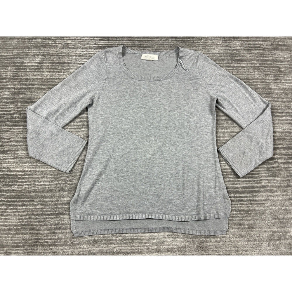 Olive & Oak Sweater Womens Large Gray 3/4 Sleeve Scoop Neck High-Low LV2F4631TJM